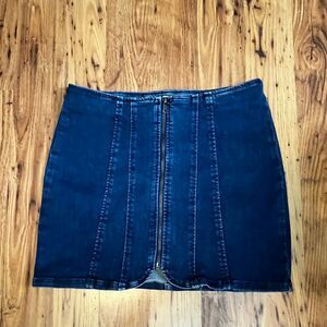 We‎ the Free Zip Front Layla Dark Denim Mini Skirt OB1655382